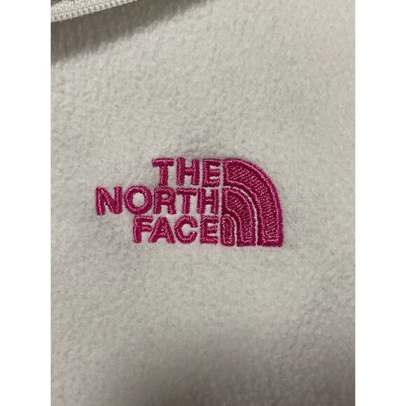 The North Face Women’s L-XL White Fleece Quarter Zip Pullover Pink Ribbon - Picture 4 of 15